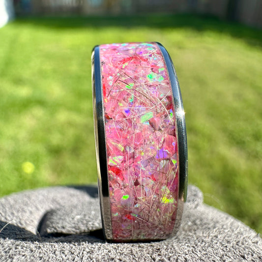 Hair or Fur Titanium Ring in width of your choice