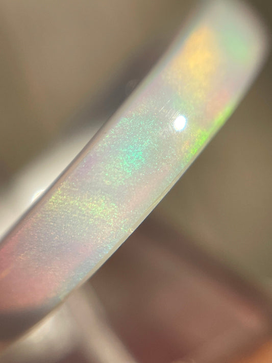4mm Rainbow White Opal on White Ceramic Band