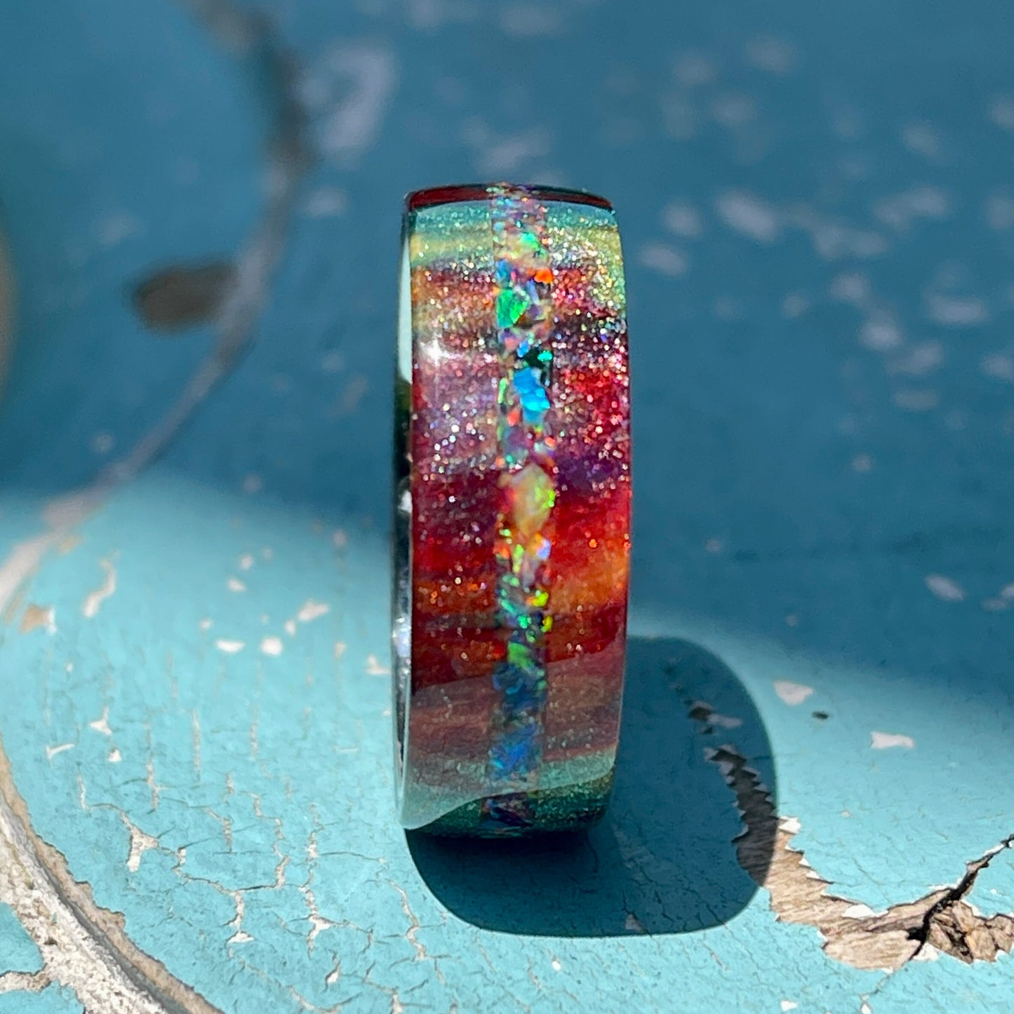 8mm Rainbow Ring with Opal Accent
