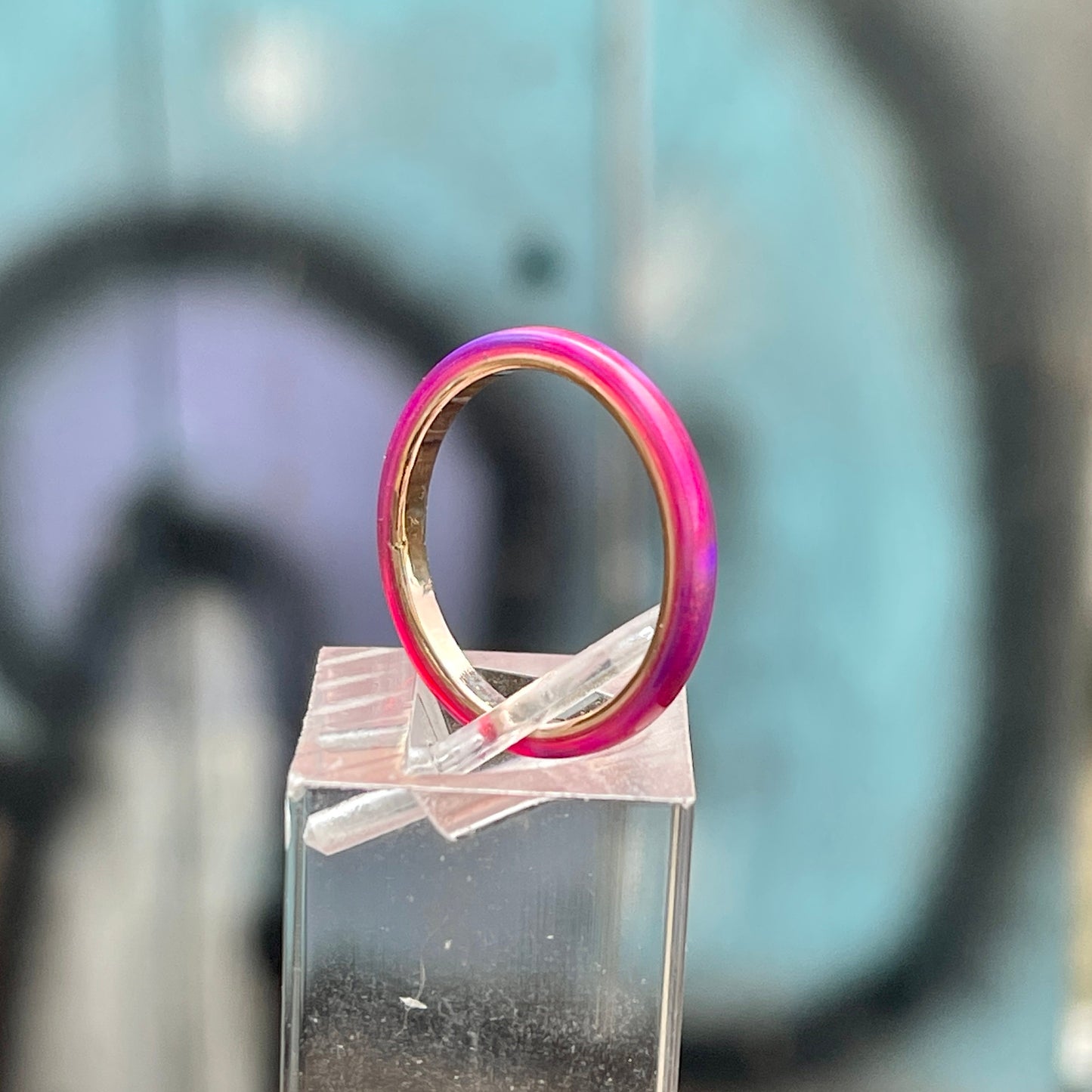 2mm Multi Amethyst Opal Ring on Argentium Band
