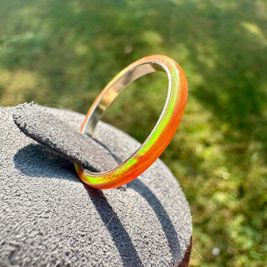 2mm Mexico Opal Ring on Argentium Silver Band
