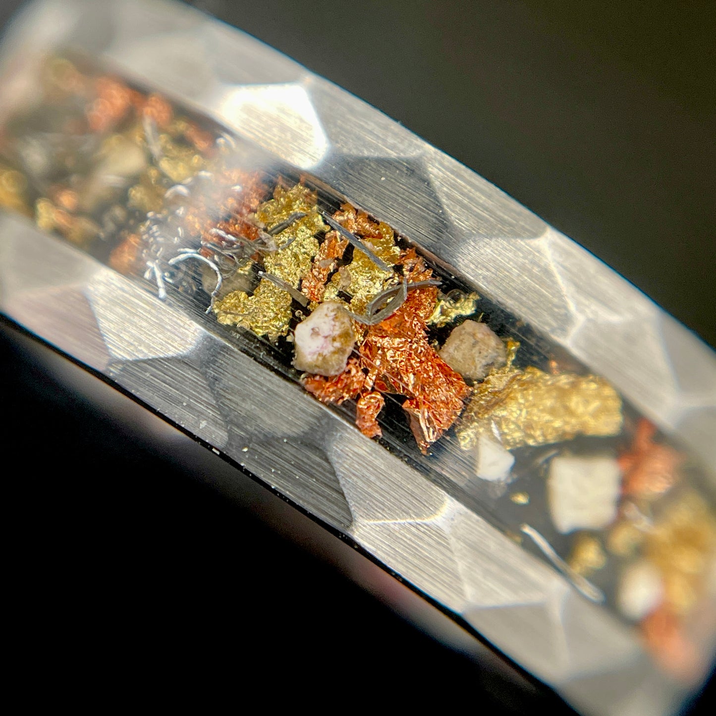 Mixed Metals Hammered Cremation Ring