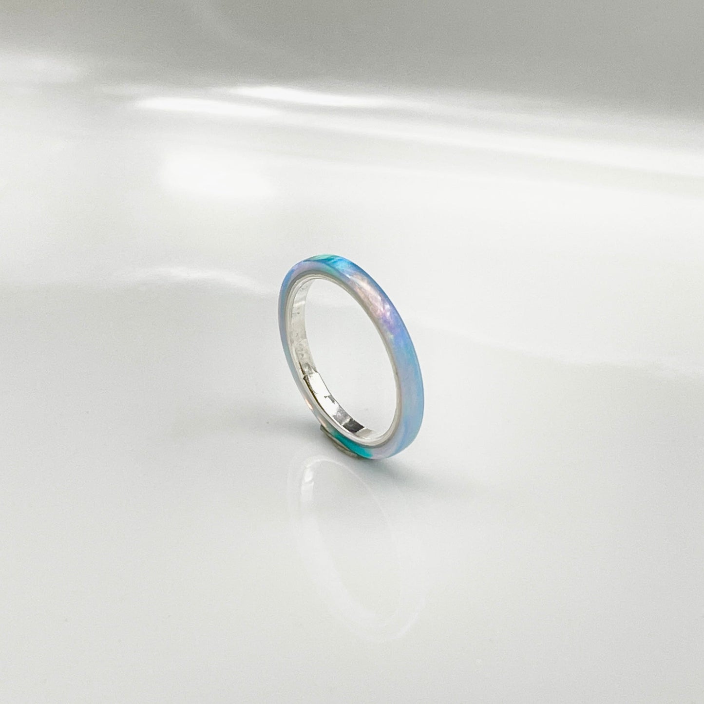 2mm Solid Blue Fire Opal Ring