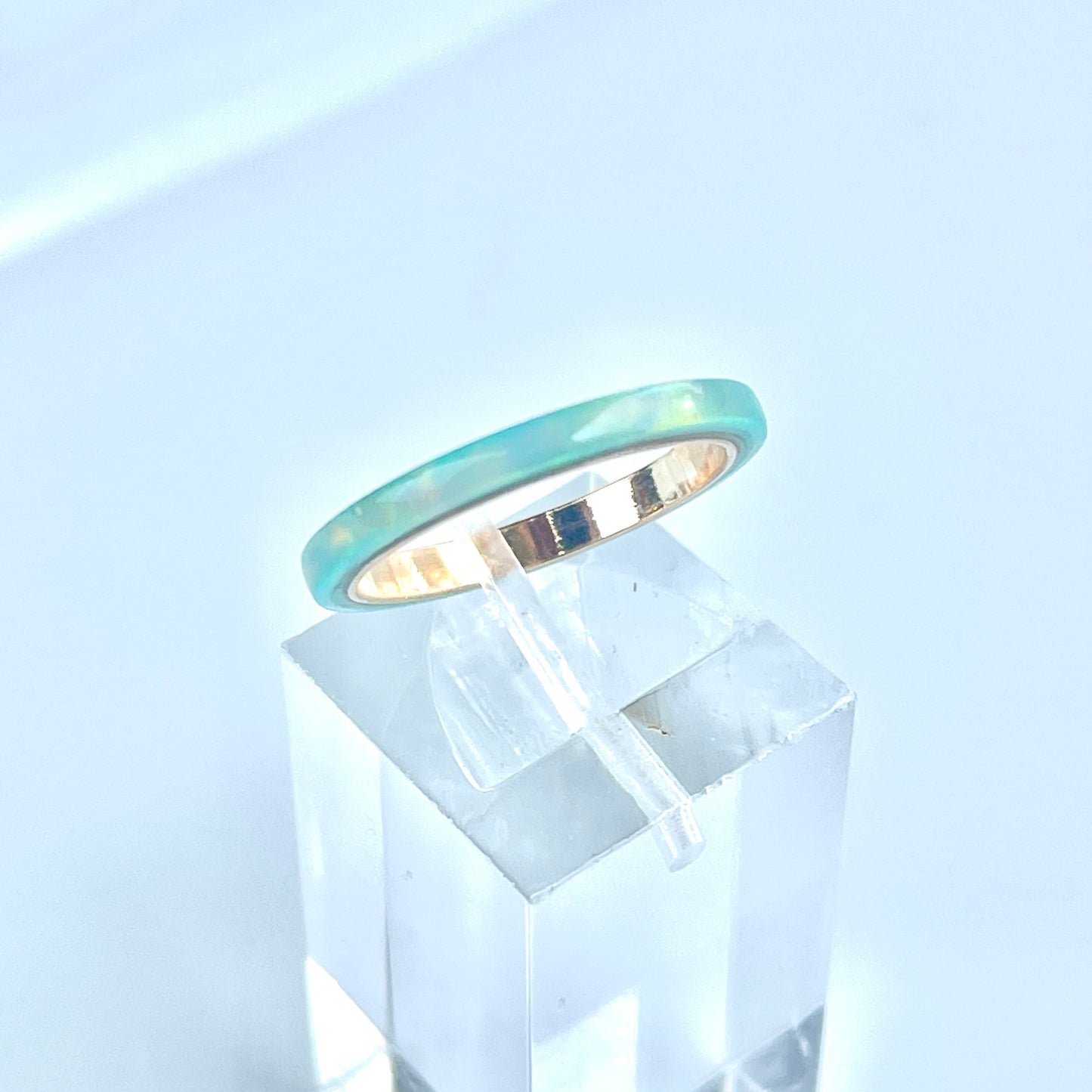 2mm Moon Yellow Opal Ring