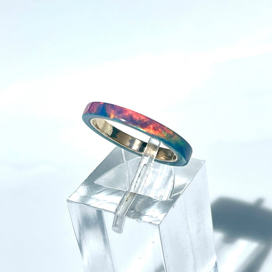 2mm Multi Teal Opal Ring