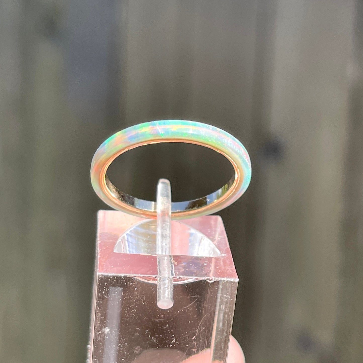 2mm Solid Lime Soda Opal Ring