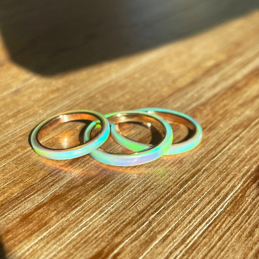 2mm Solid Blue Fire Opal Ring