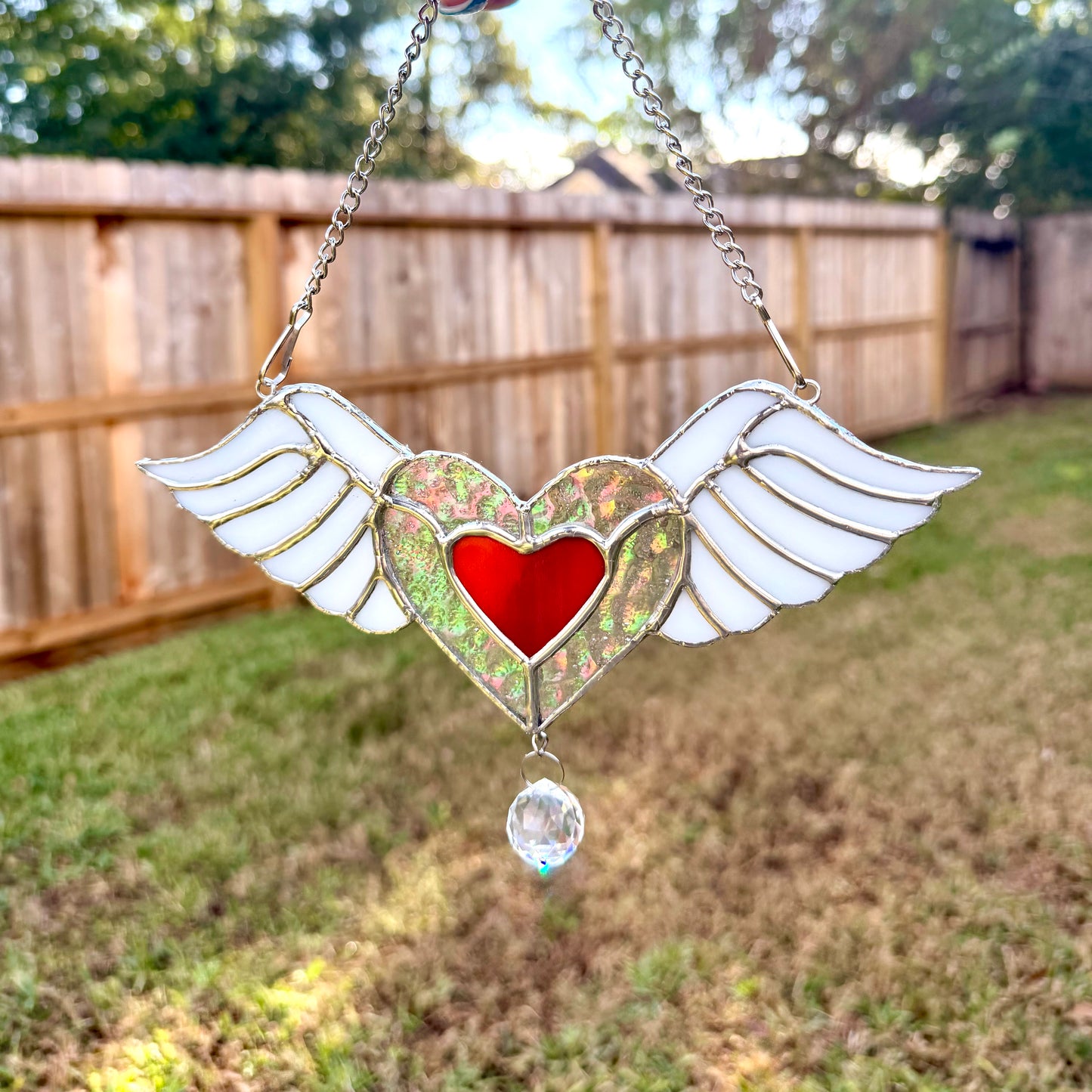 Heart with Wings Memorial Suncatcher - Made to order