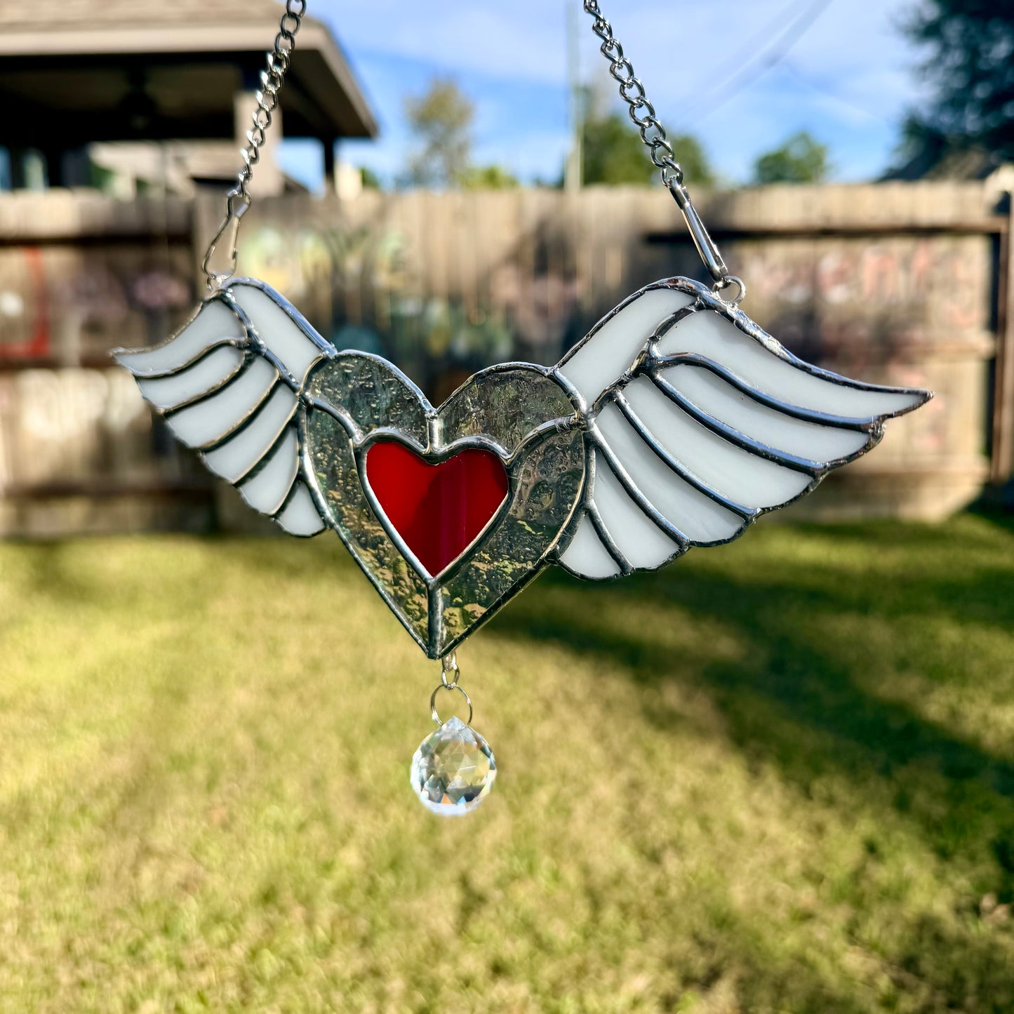 Heart with Wings Memorial Suncatcher - Made to order