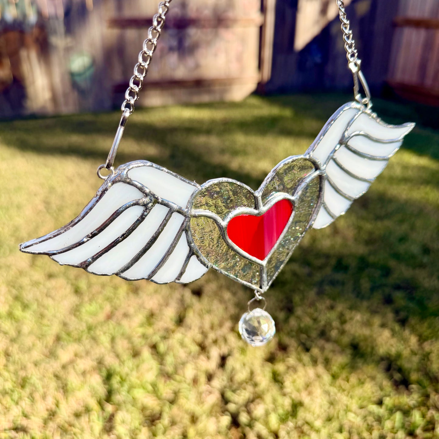 Heart with Wings Memorial Suncatcher - Made to order