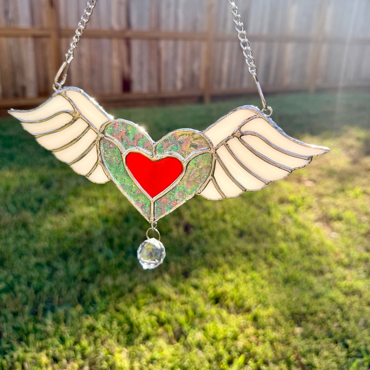 Heart with Wings Memorial Suncatcher - Made to order