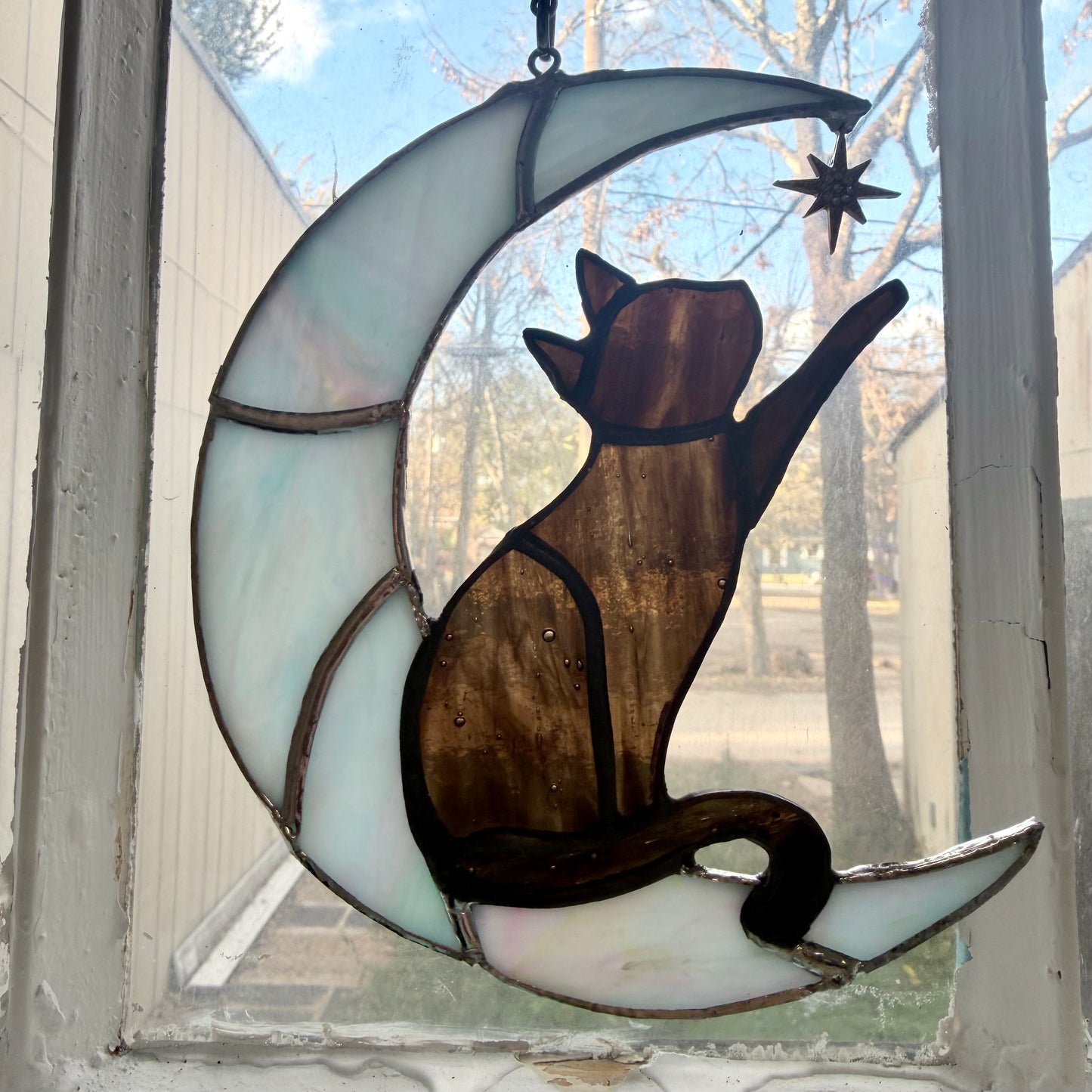 Cat on Moon Reaching for Star