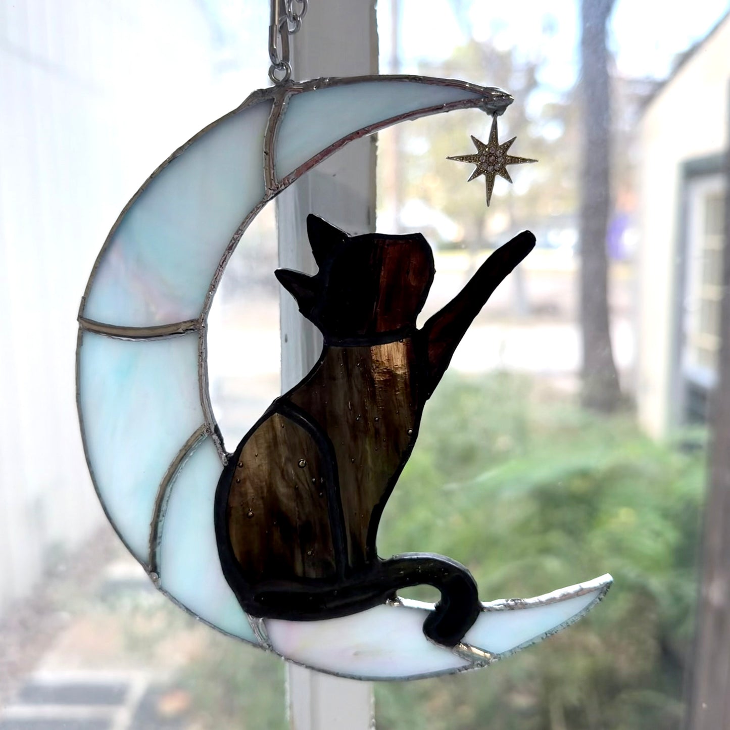 Cat on Moon Reaching for Star
