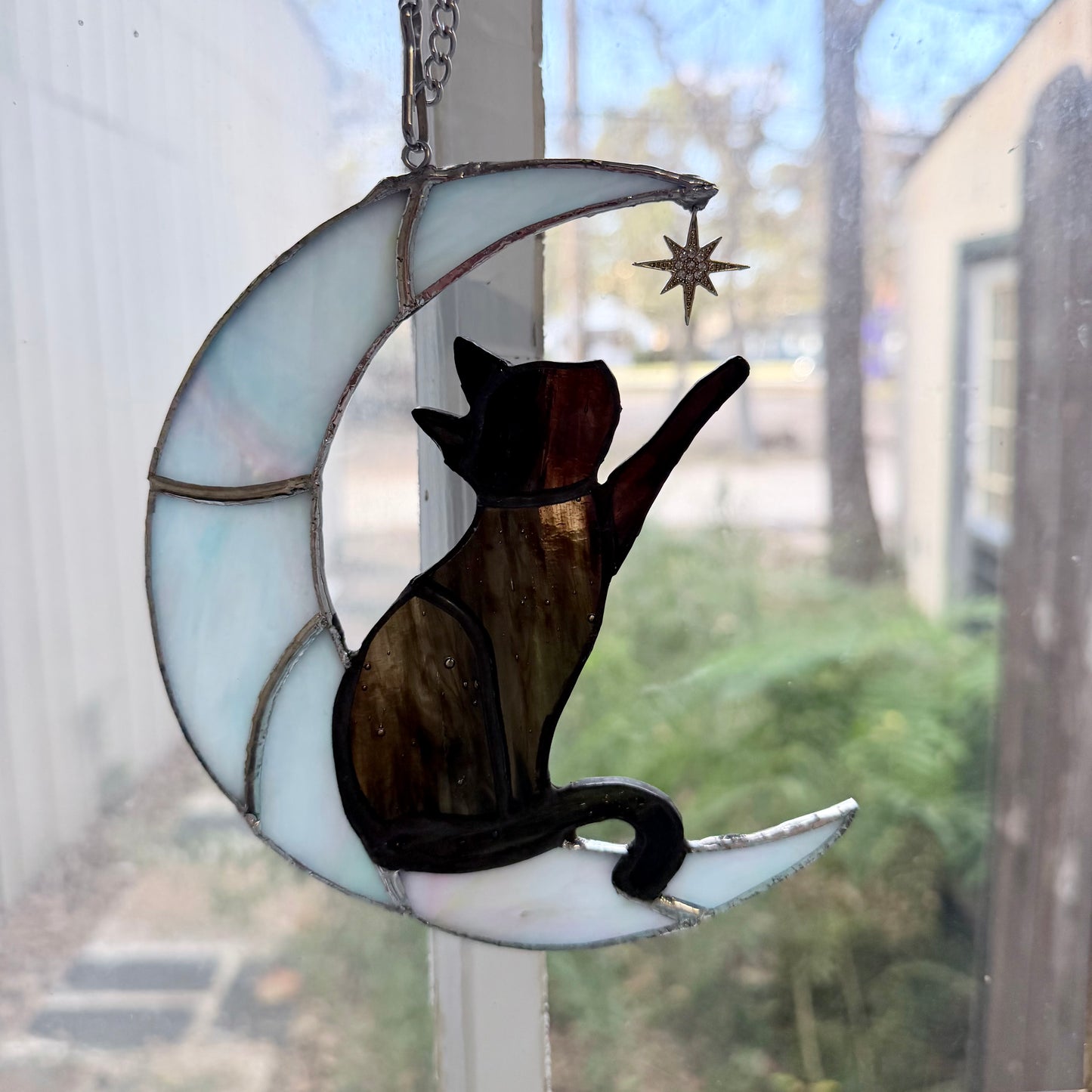Cat on Moon Reaching for Star