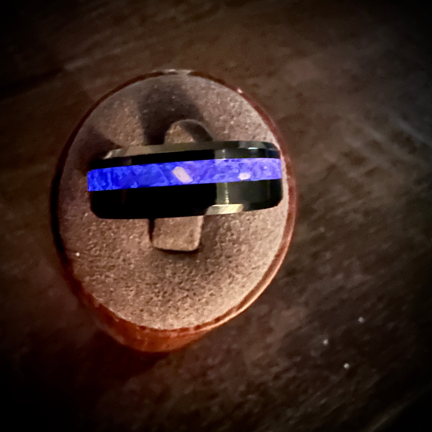8mm Black Ceramic off center Cremation Ring