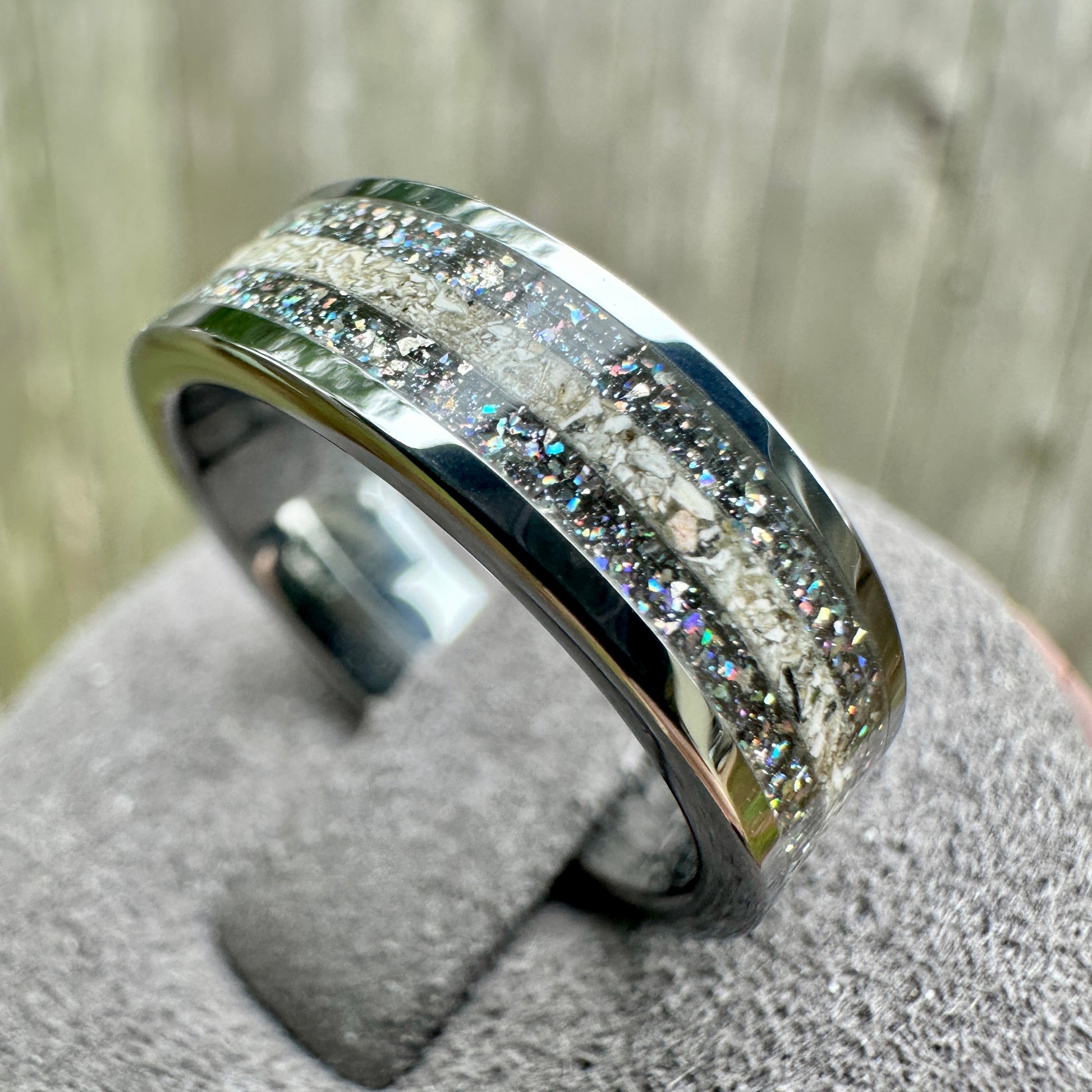 Tungsten Carbide Mens Cremation Rings Tungsten Opal Ring With