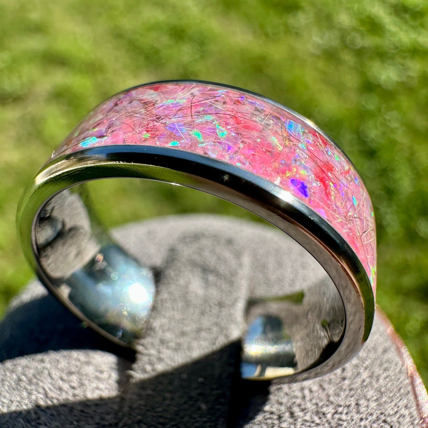 Hair or Fur Titanium Ring in width of your choice