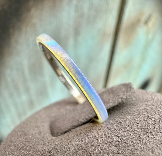 2mm Mist White Opal Ring on Argentium Band