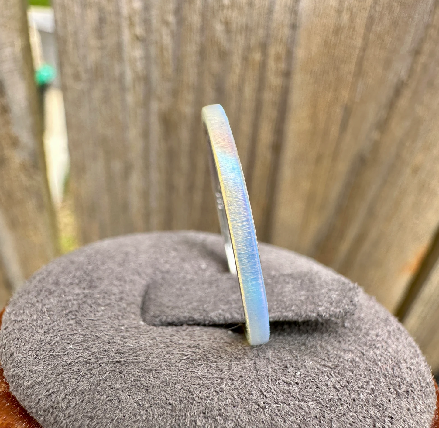 2mm Mist White Opal Ring on Argentium Band