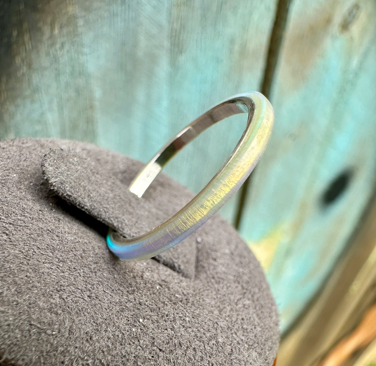 2mm Mist White Opal Ring on Argentium Band