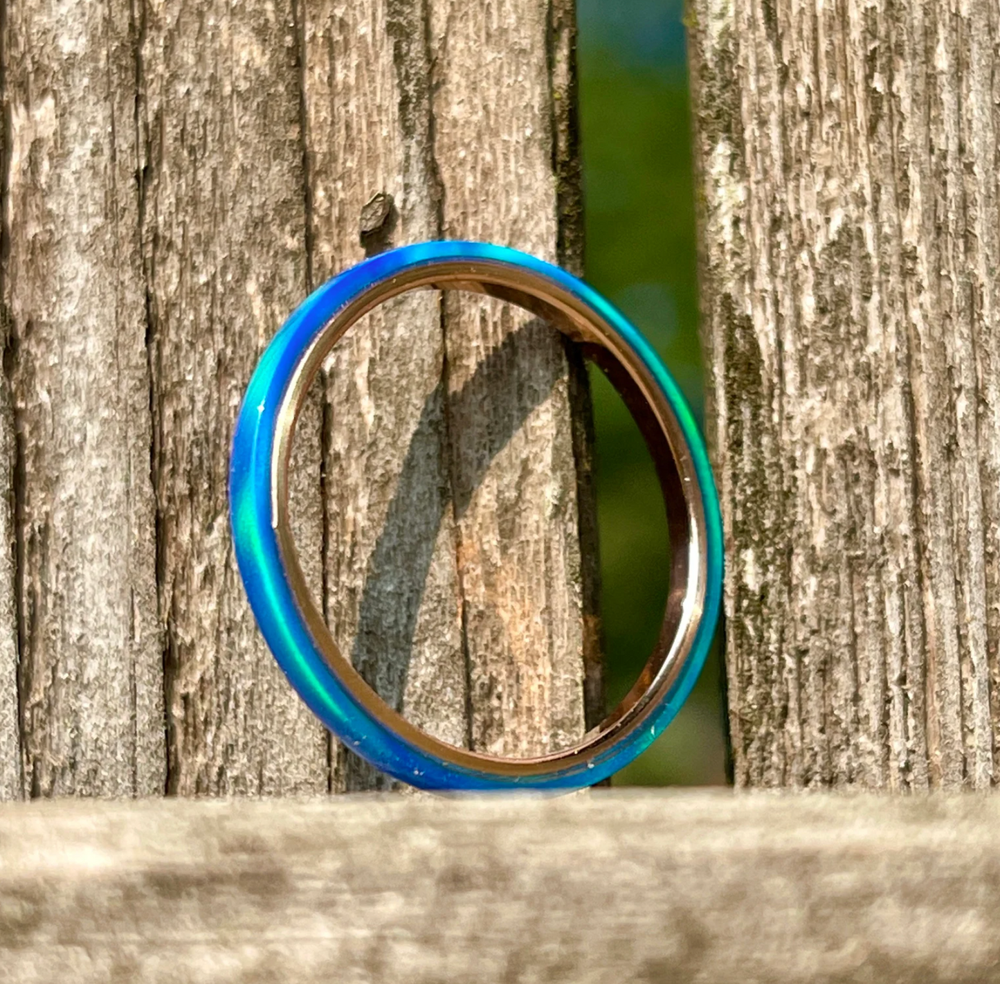2mm Sleepy Blue Opal Ring on Argentium Band