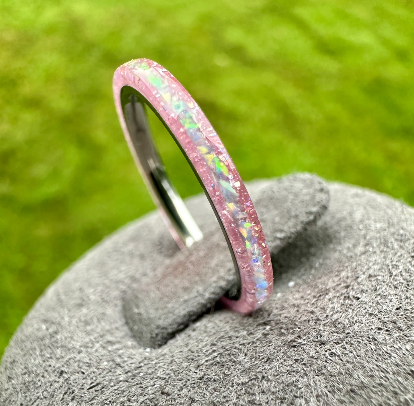 DiamondCast Stacking Ring with Opal Accent - Choose your color
