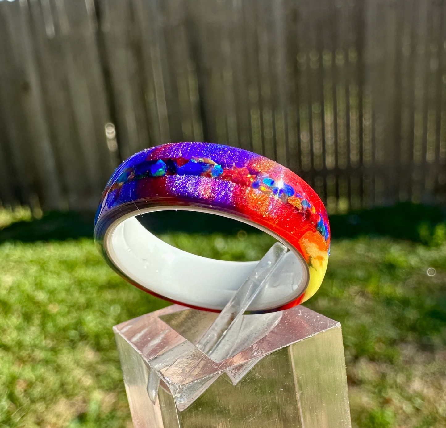 8mm Rainbow Ring with Opal Accent