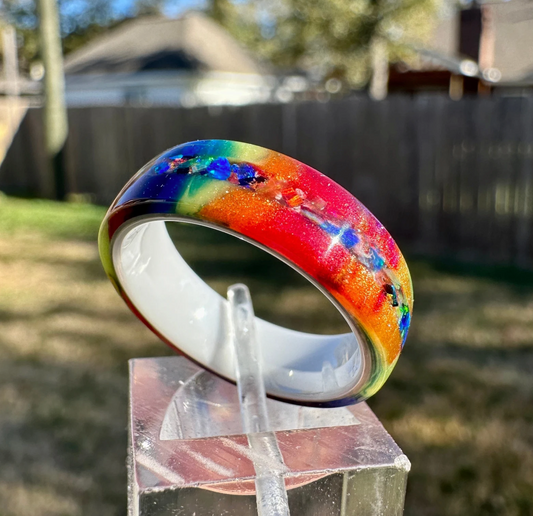 8mm Rainbow Ring with Opal Accent