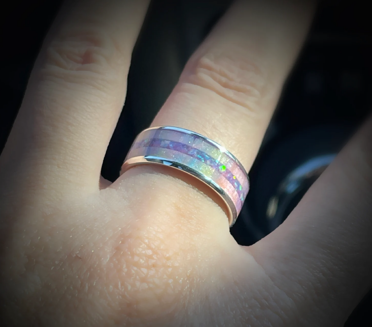 8mm Unicorn Poop DiamondCast Ring on Channeled Band