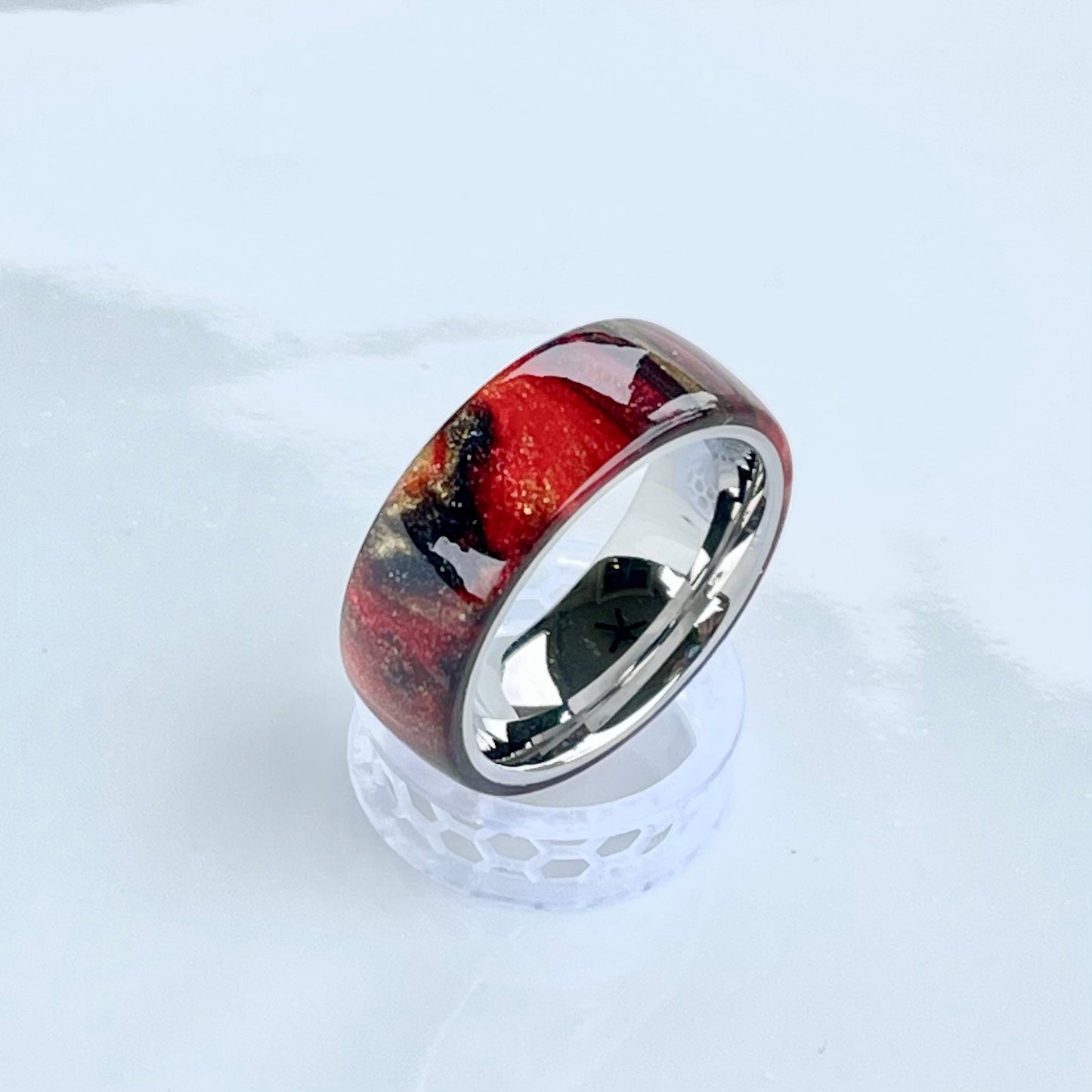 8mm wide Red Dragon DiamondCast Ring