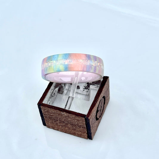 Pink Unicorn Ring with Opal Accent