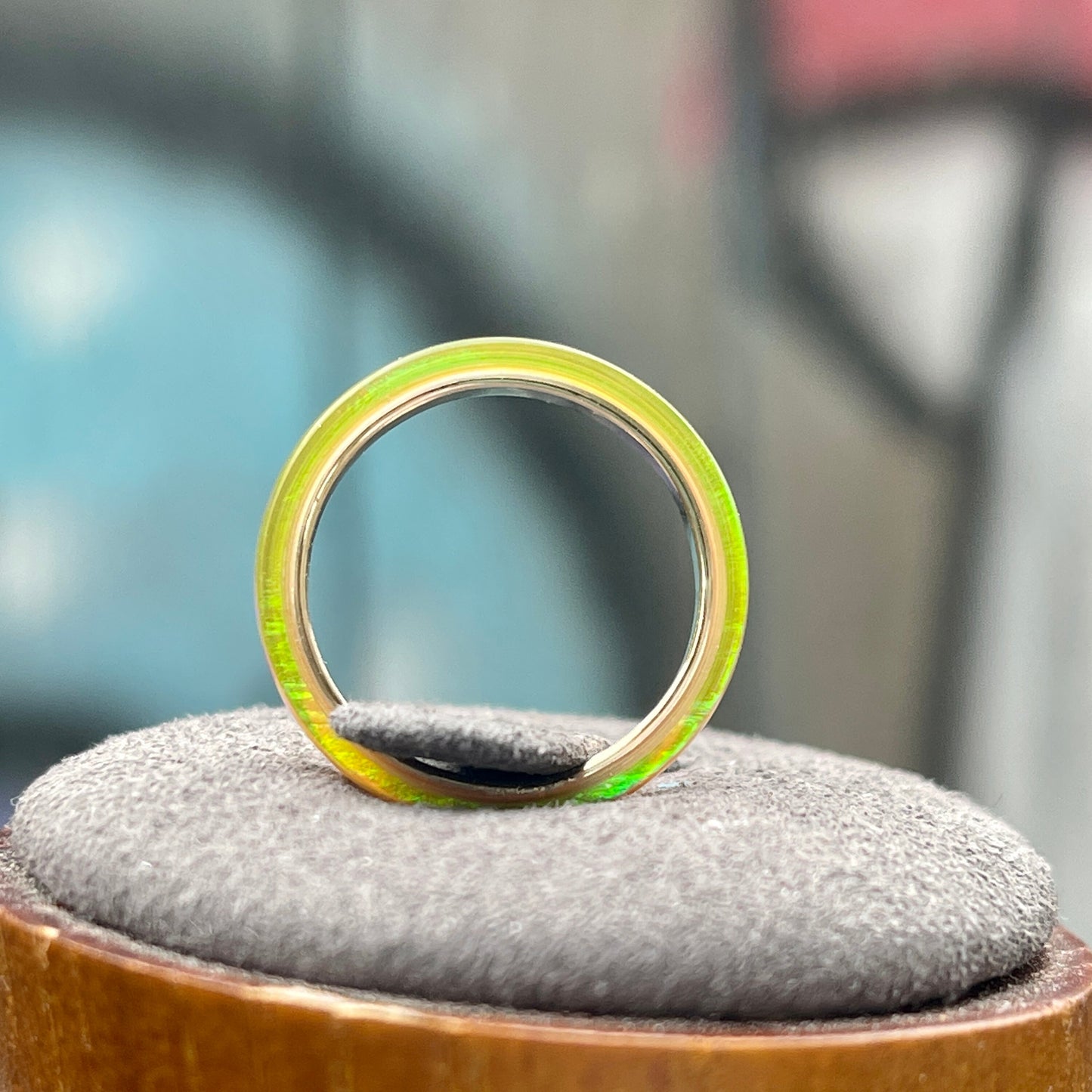 2mm Citrine Opal Ring on Argentium Band