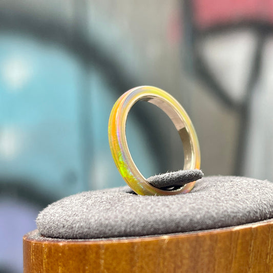 2mm Citrine Opal Ring on Argentium Band