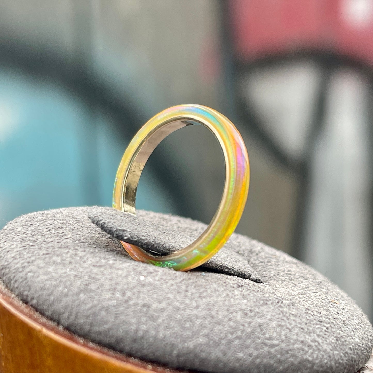 2mm Citrine Opal Ring on Argentium Band