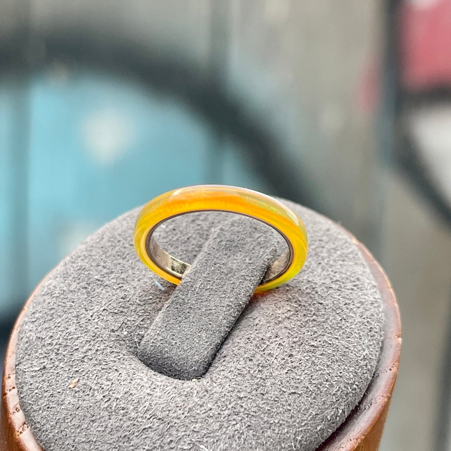 2mm Citrine Opal Ring on Argentium Band