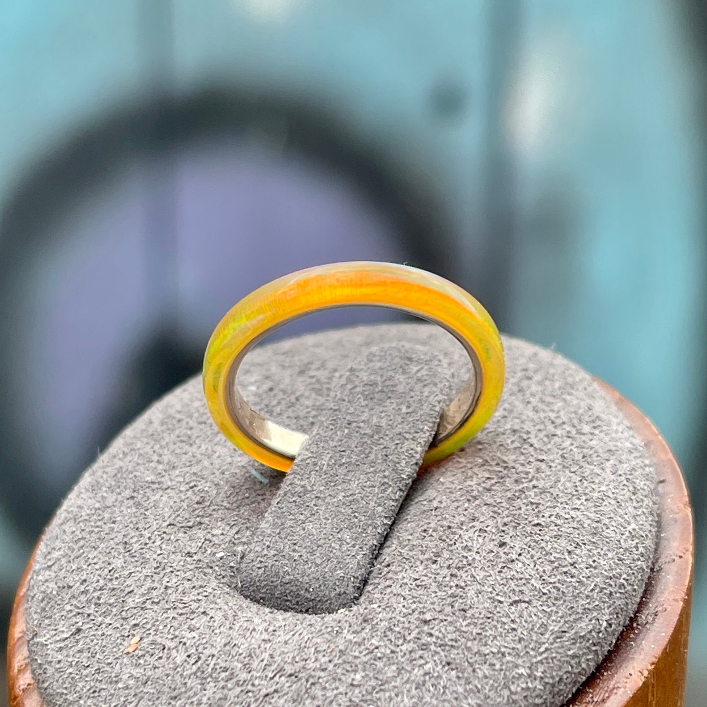 2mm Citrine Opal Ring on Argentium Band