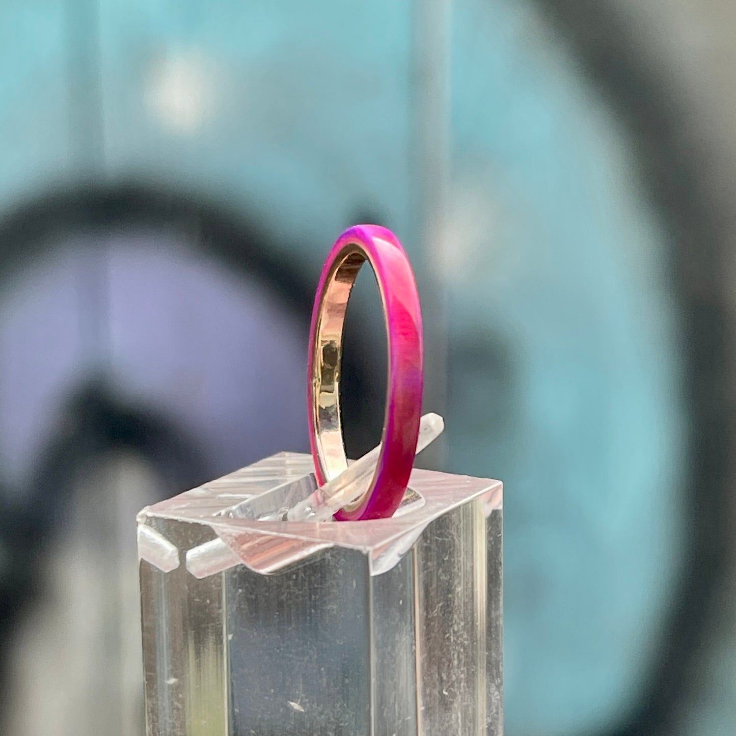 2mm Multi Amethyst Opal Ring on Argentium Band