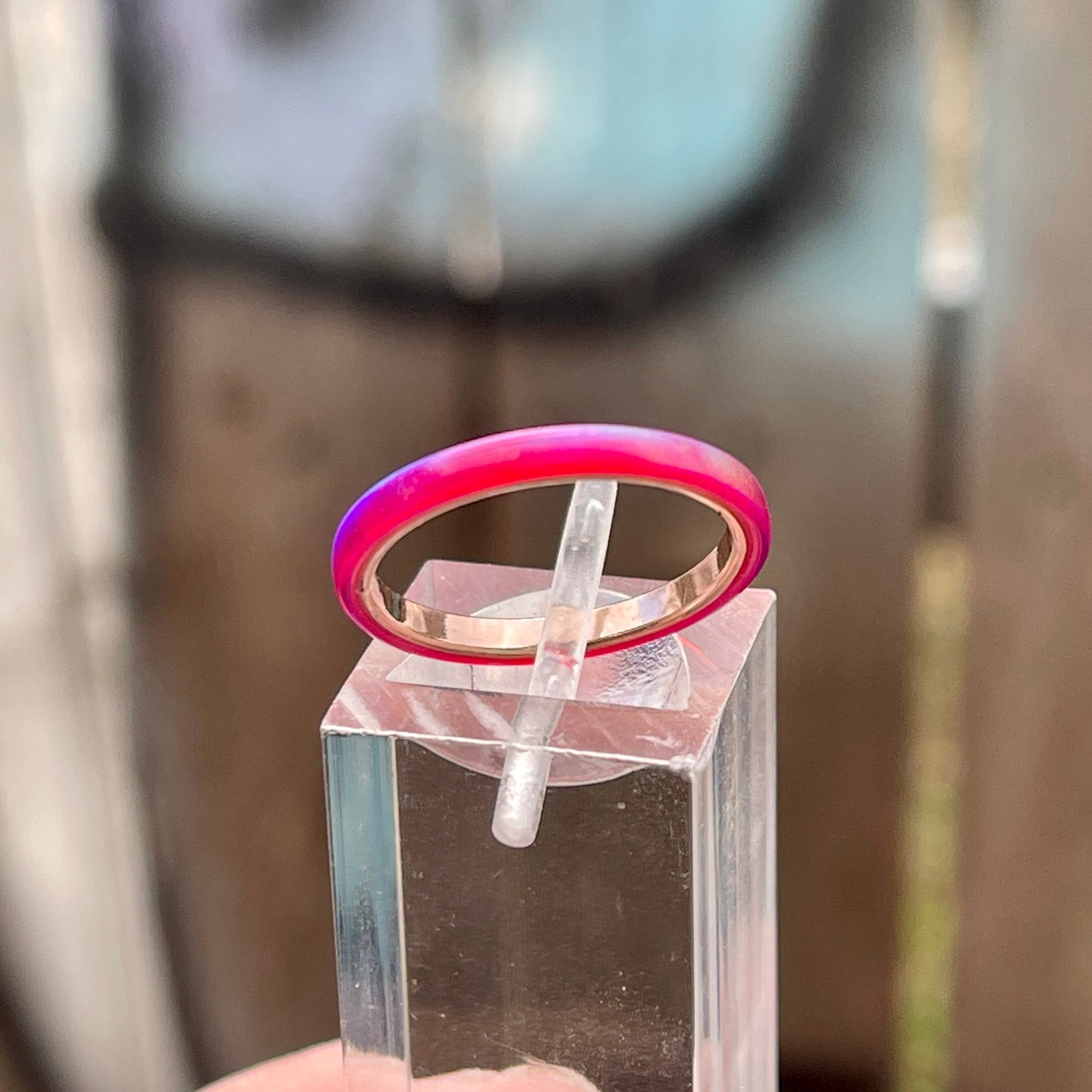 2mm Multi Amethyst Opal Ring on Argentium Band