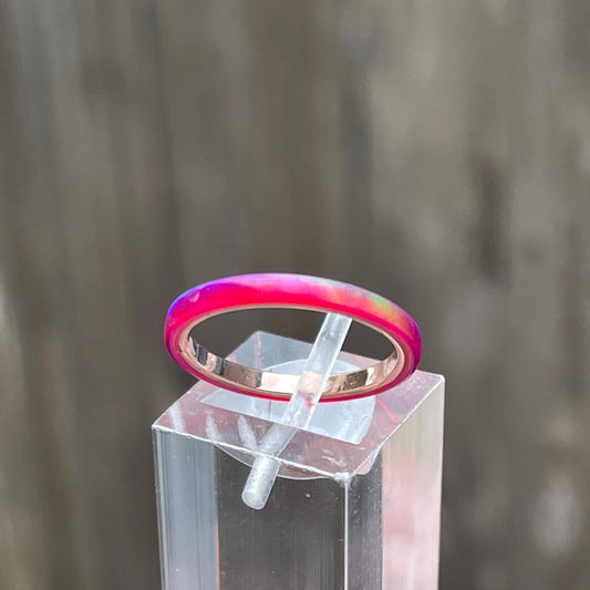 2mm Multi Amethyst Opal Ring on Argentium Band