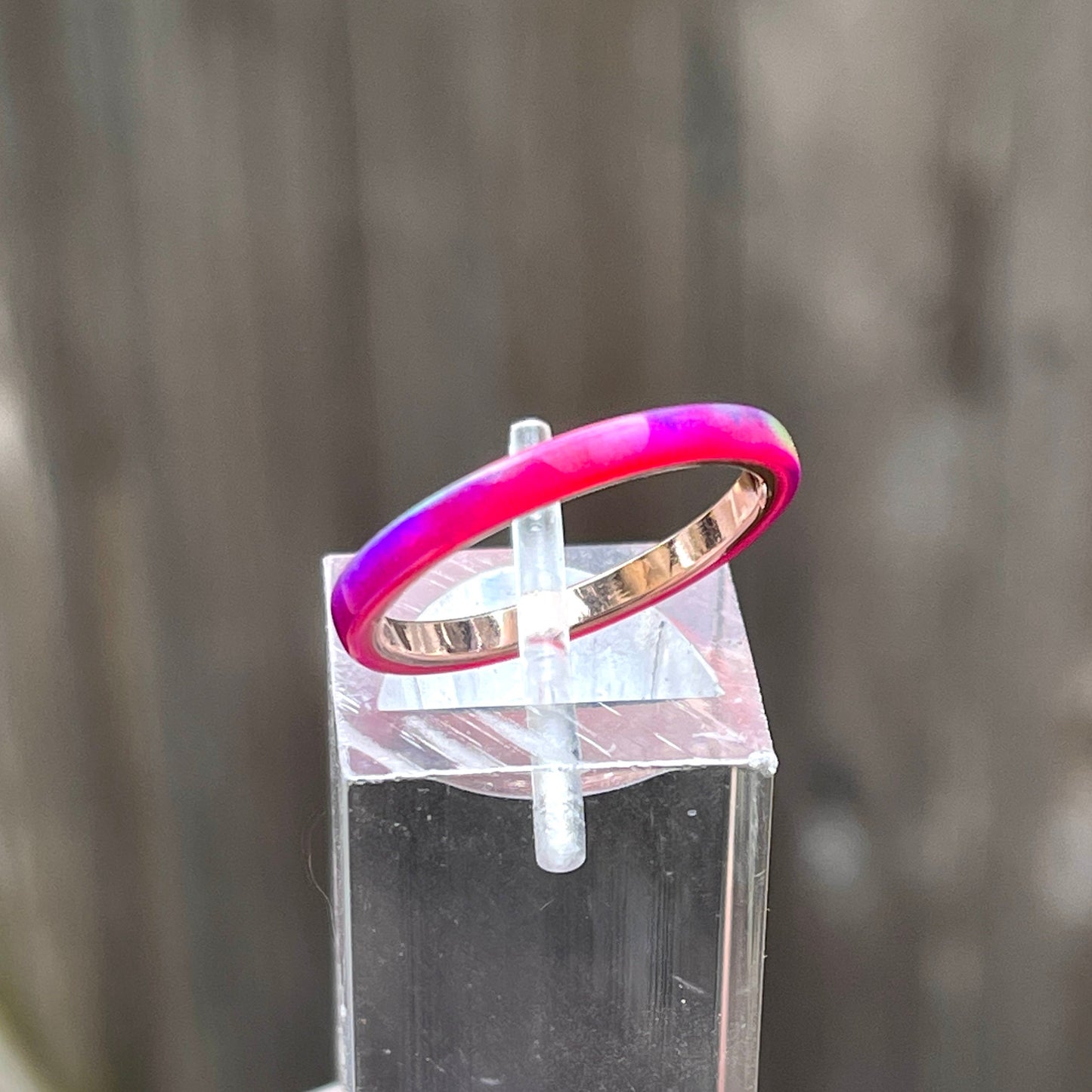 2mm Multi Amethyst Opal Ring on Argentium Band