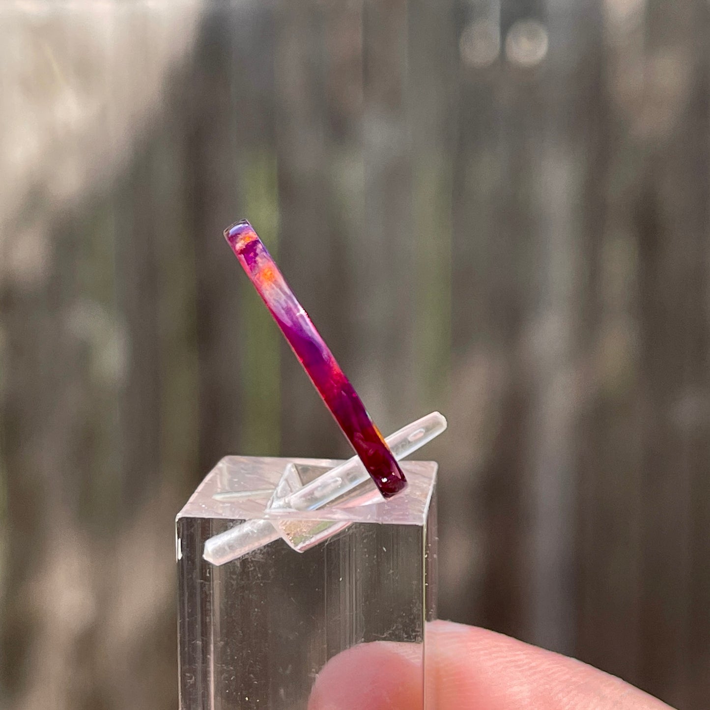 2mm Carmine Opal Ring on Argentium Silver Band