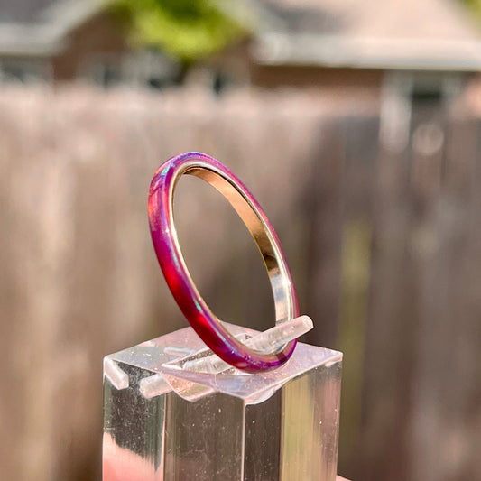 2mm Carmine Opal Ring on Argentium Silver Band