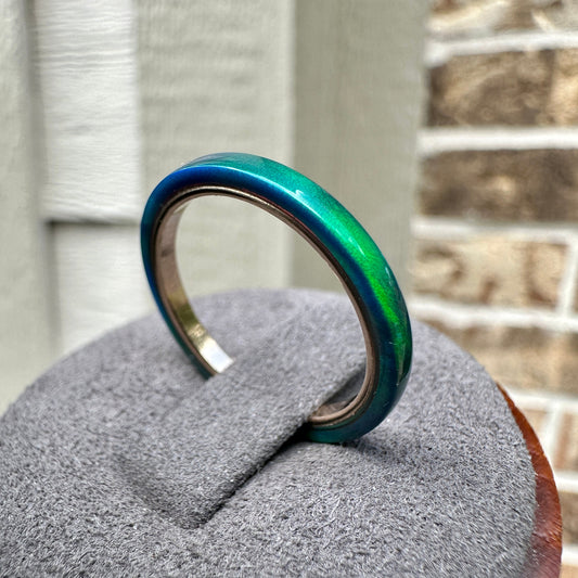 2mm Peacock Opal Ring on Argentium Silver Band