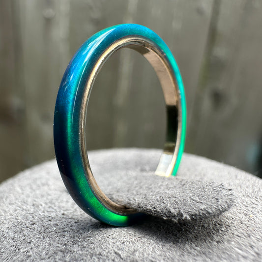 2mm Peacock Opal Ring on Argentium Silver Band