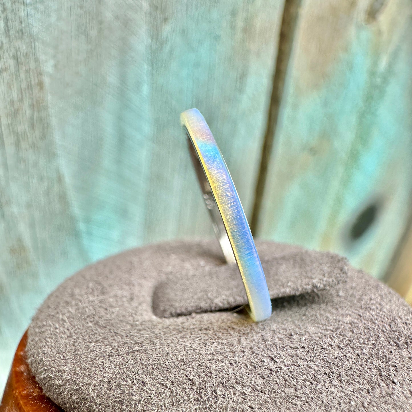 2mm Mist White Opal Ring on Argentium Band