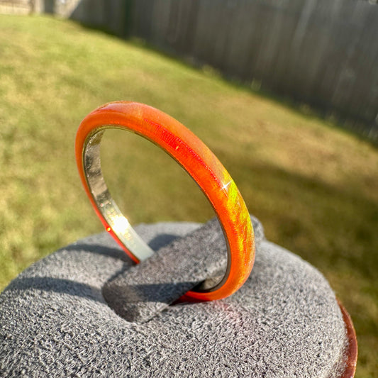2mm Mexico Opal Ring on Argentium Silver Band