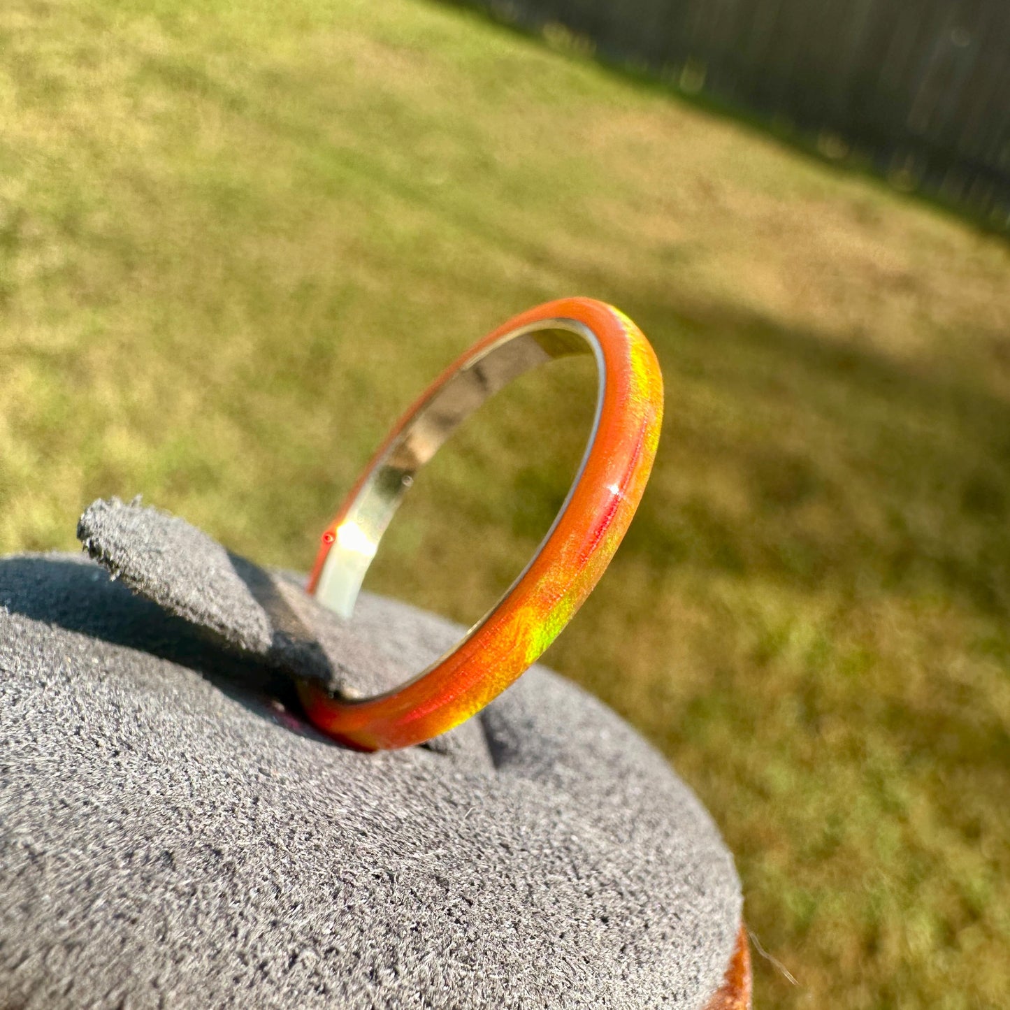 2mm Mexico Opal Ring on Argentium Silver Band