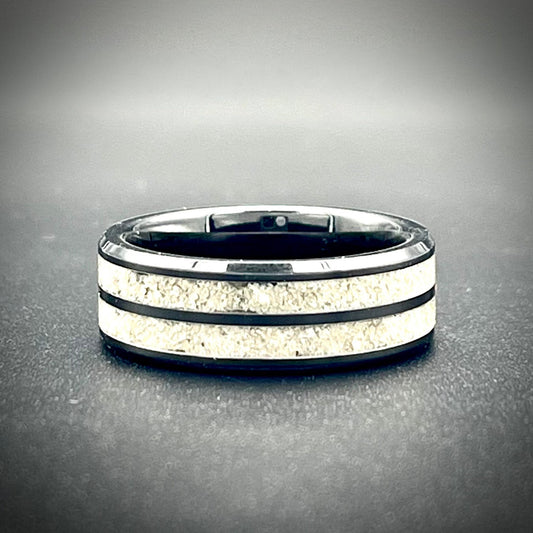 8mm Double Accent Black Cremation Ring