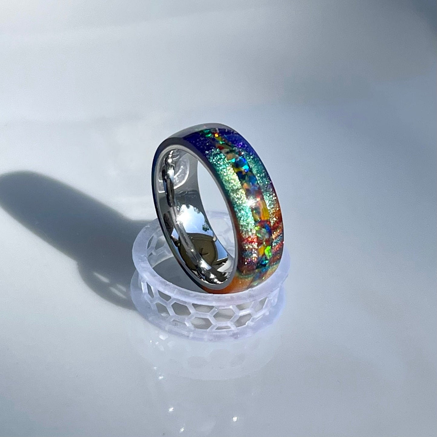 6mm Rainbow Ring with Opal Accent