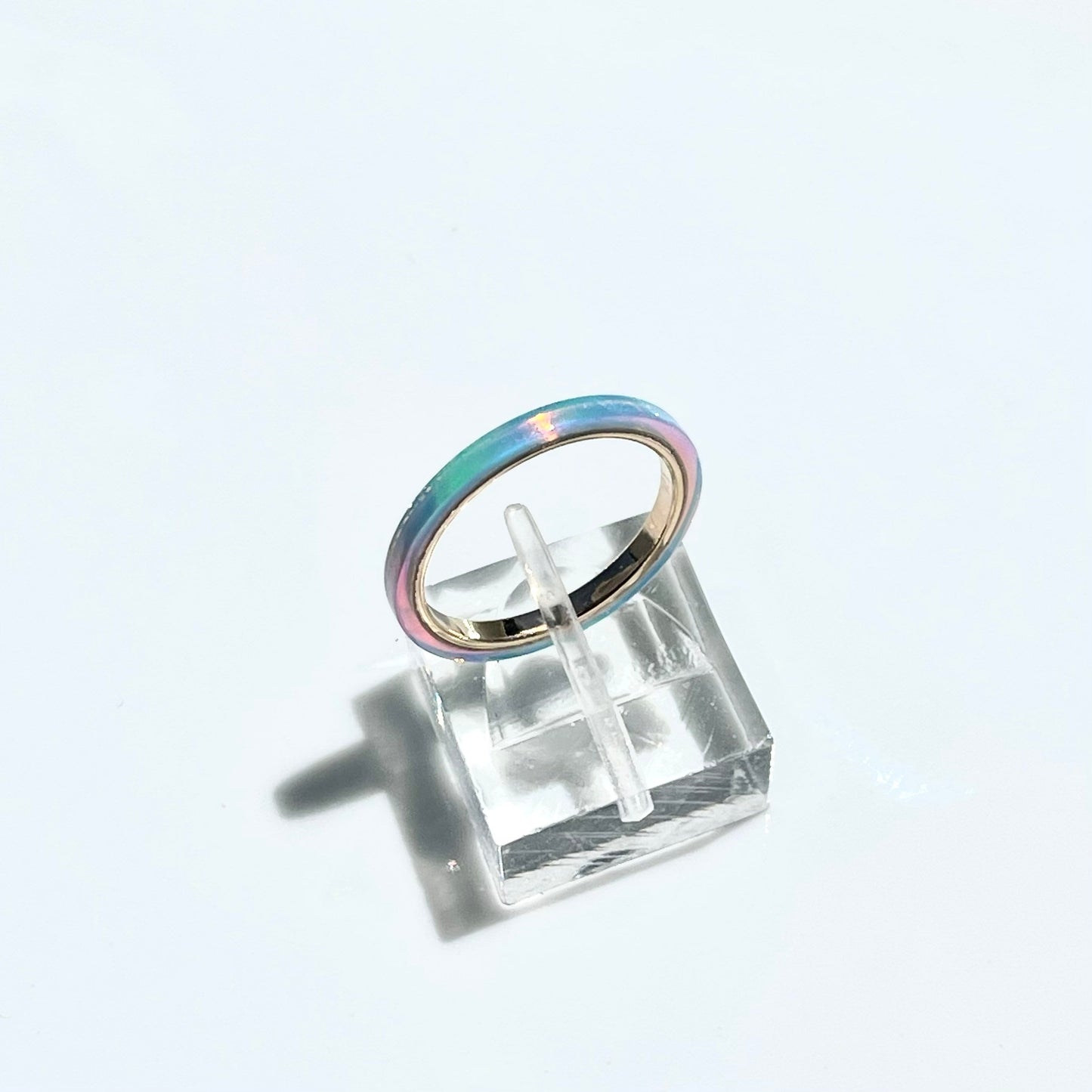 2mm Solid Blue Fire Opal Ring